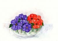 Petunias in glas bowl